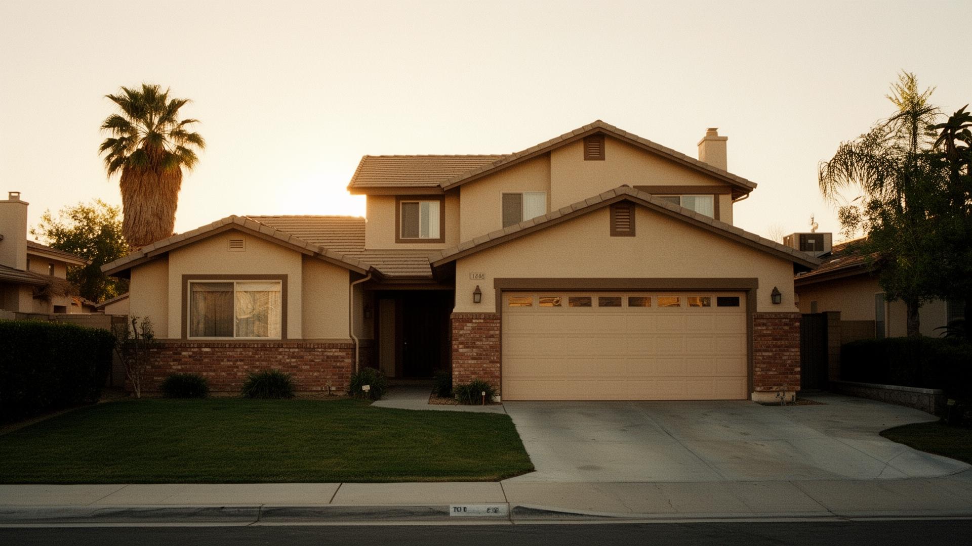 Modern California home at golden hour