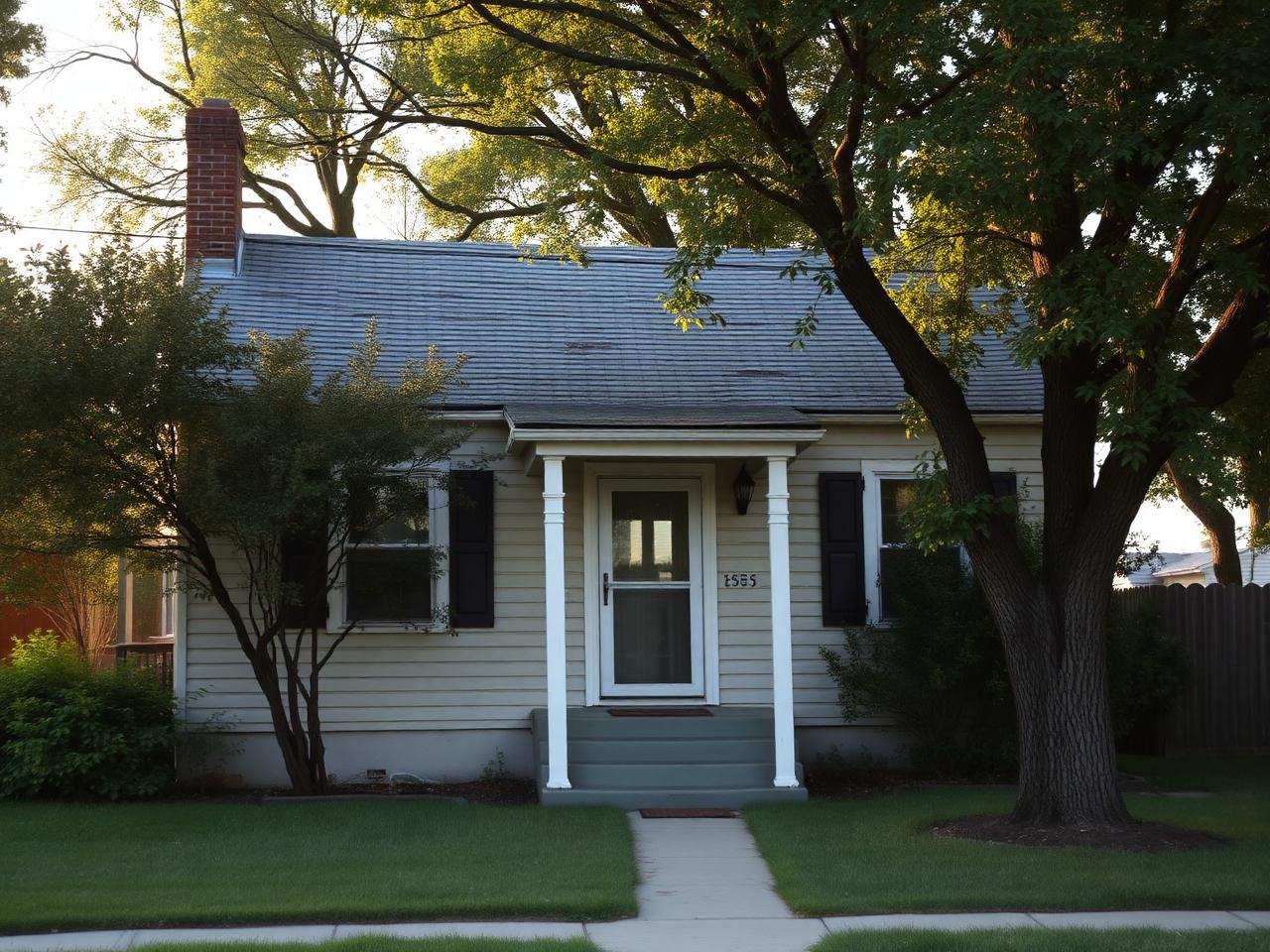 Older lived-in American home with mature trees